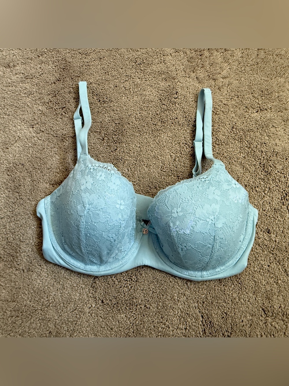 Victoria’s Secret Powder Blue Lace Floral Lined Demi Bra